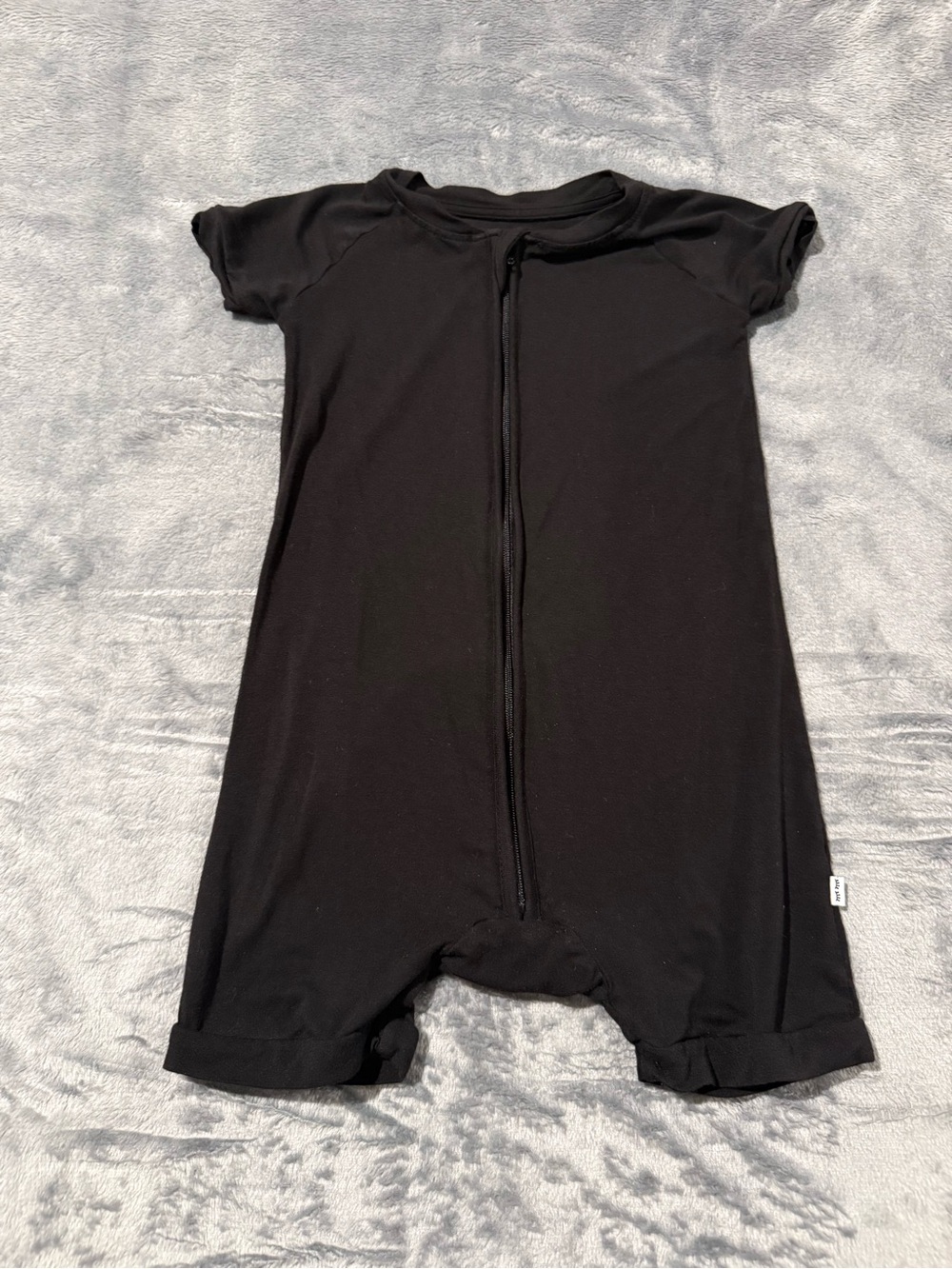Little Sleepies bamboo Black Short-Sleeve Zip Romper